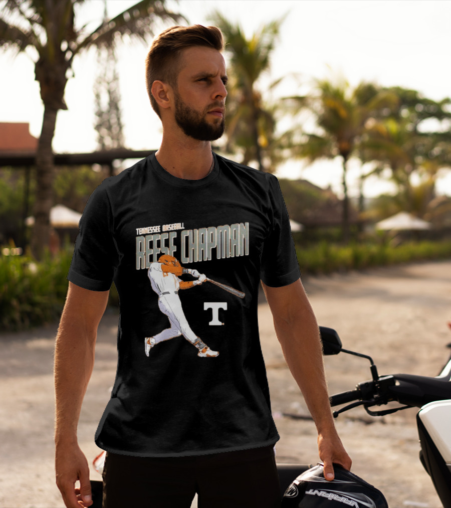 Tennessee Baseball Reese Chapman Swinging Action T-Shirt