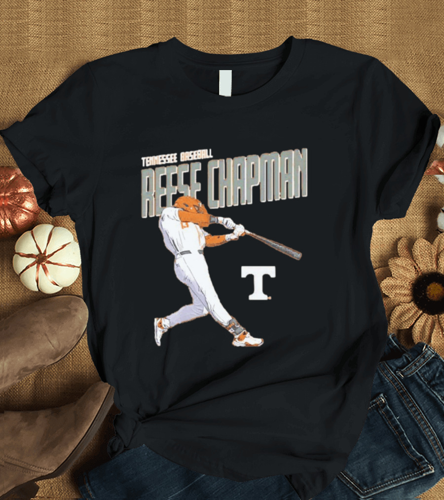 Tennessee Baseball Reese Chapman Swinging Action T-Shirt