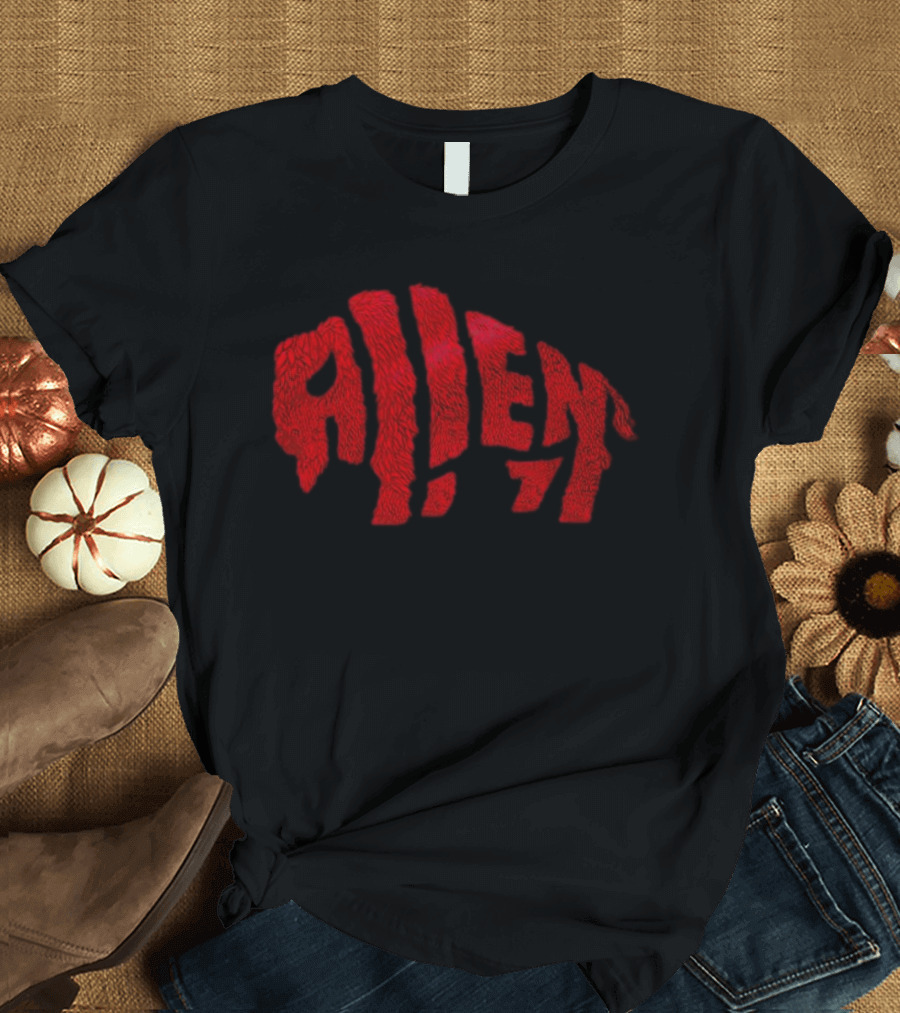 Allen Buffalo Bills Football Player Red Furry Letters T-Shirt