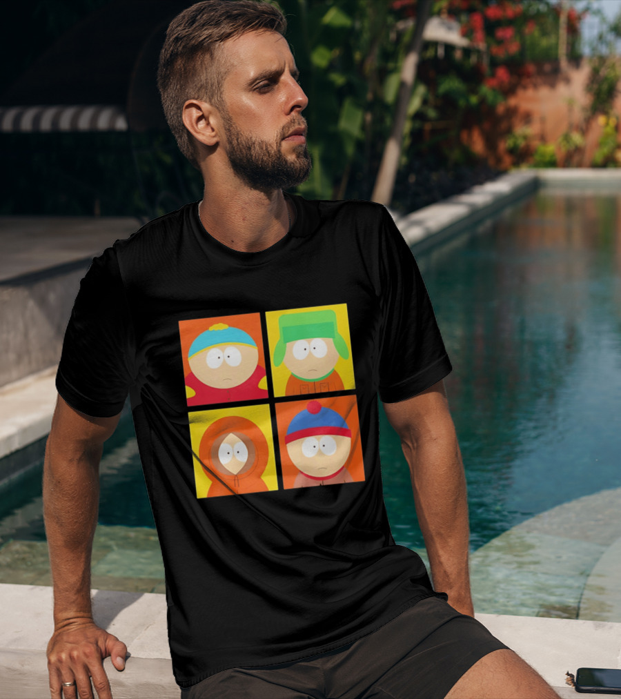 South Park Characters Cartman Kyle Kenny Stan Pop Blocks T-Shirt