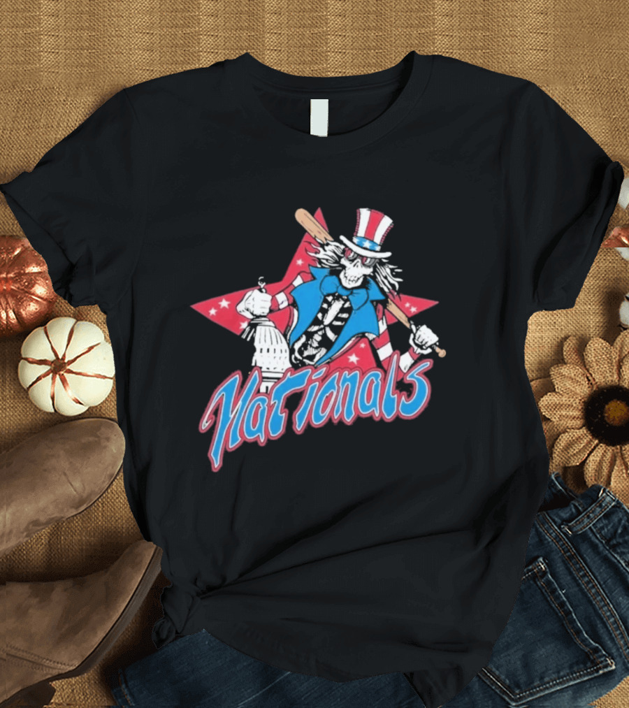 Washington Nationals Grateful Dead Uncle Sam Star Baseball Collaboration T-Shirt