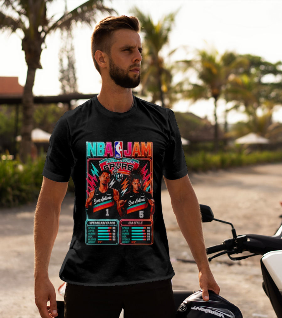 NBA Jam Wembanyama Castle San Antonio Spurs T-Shirt