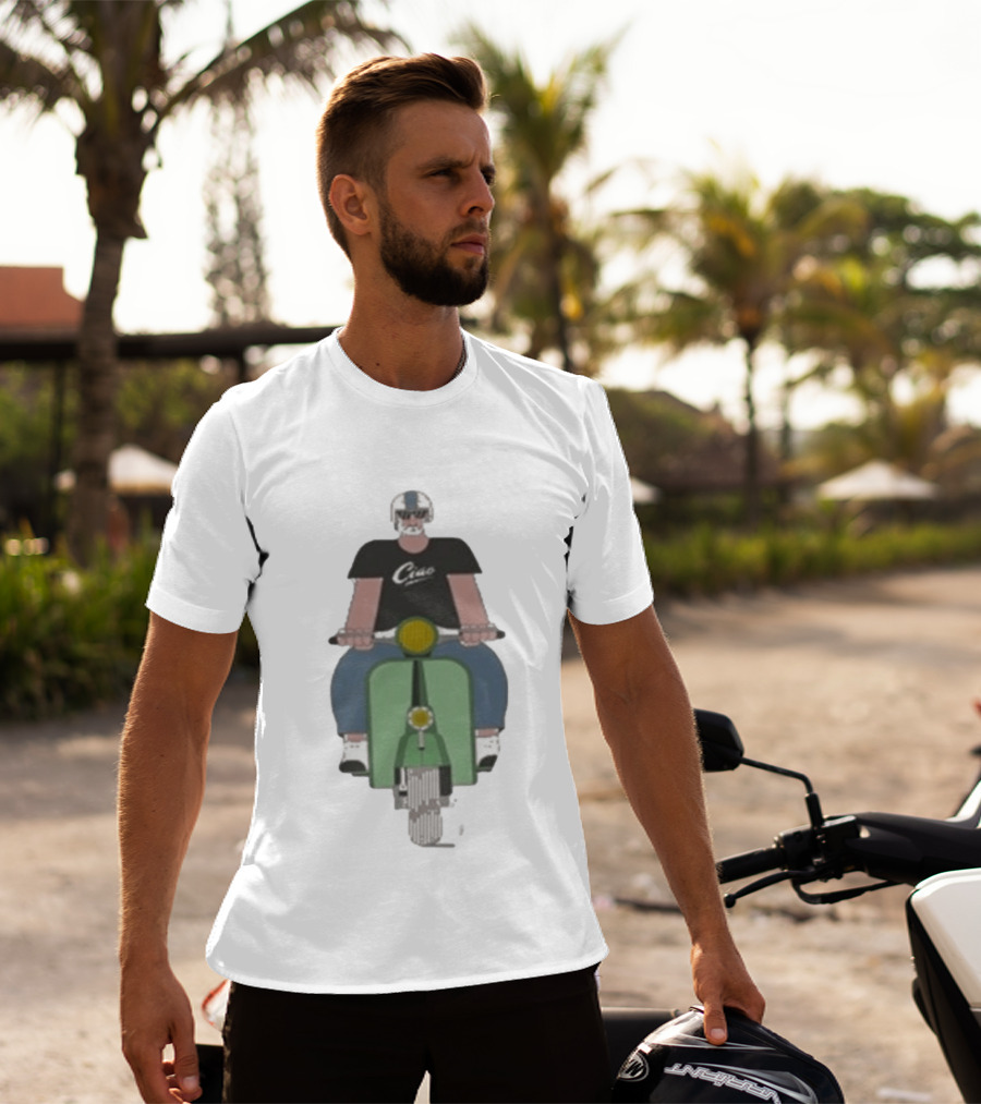 Ciao Vespa Rider With Helmet And Shades T-Shirt