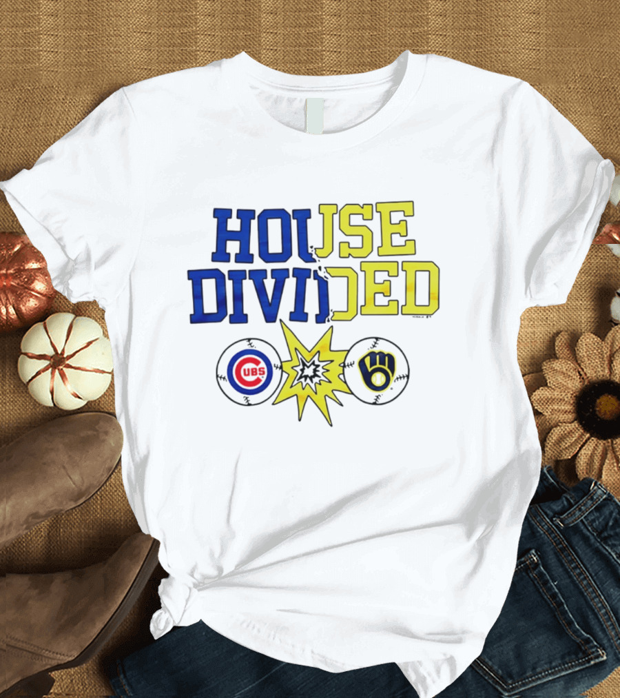 Chicago Cubs Vs Milwaukee Brewers Rivalry House Divided Fan Gear T-Shirt