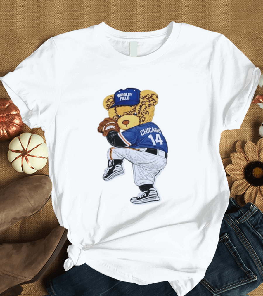 Wrigley Field Chicago Bear 14 Baseball Pitcher T-Shirt