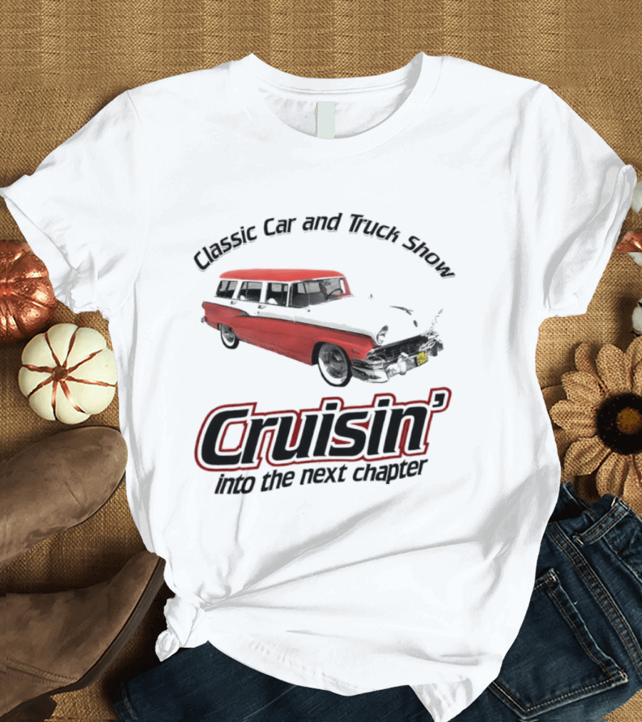 Classic Car And Truck Show Cruisin' Into The Next Chapter Vintage Red Station Wagon T-Shirt