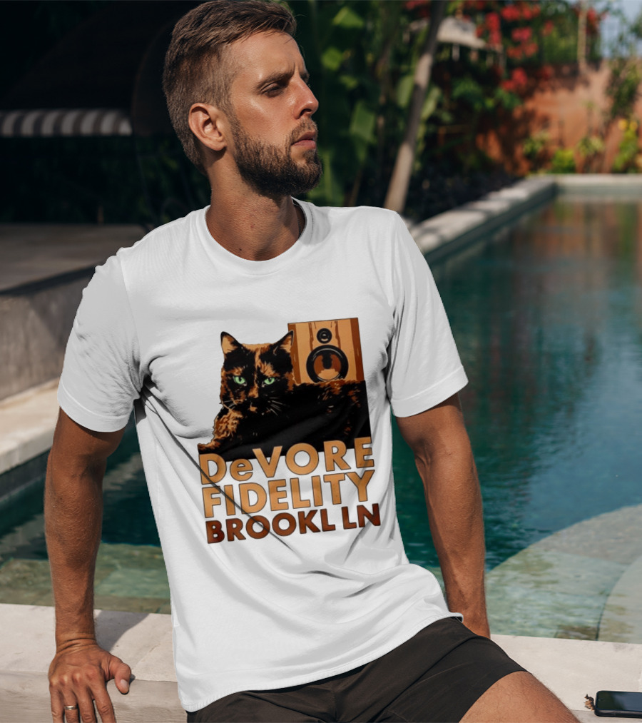DeVore Fidelity Brooklyn Cat Speaker T-Shirt