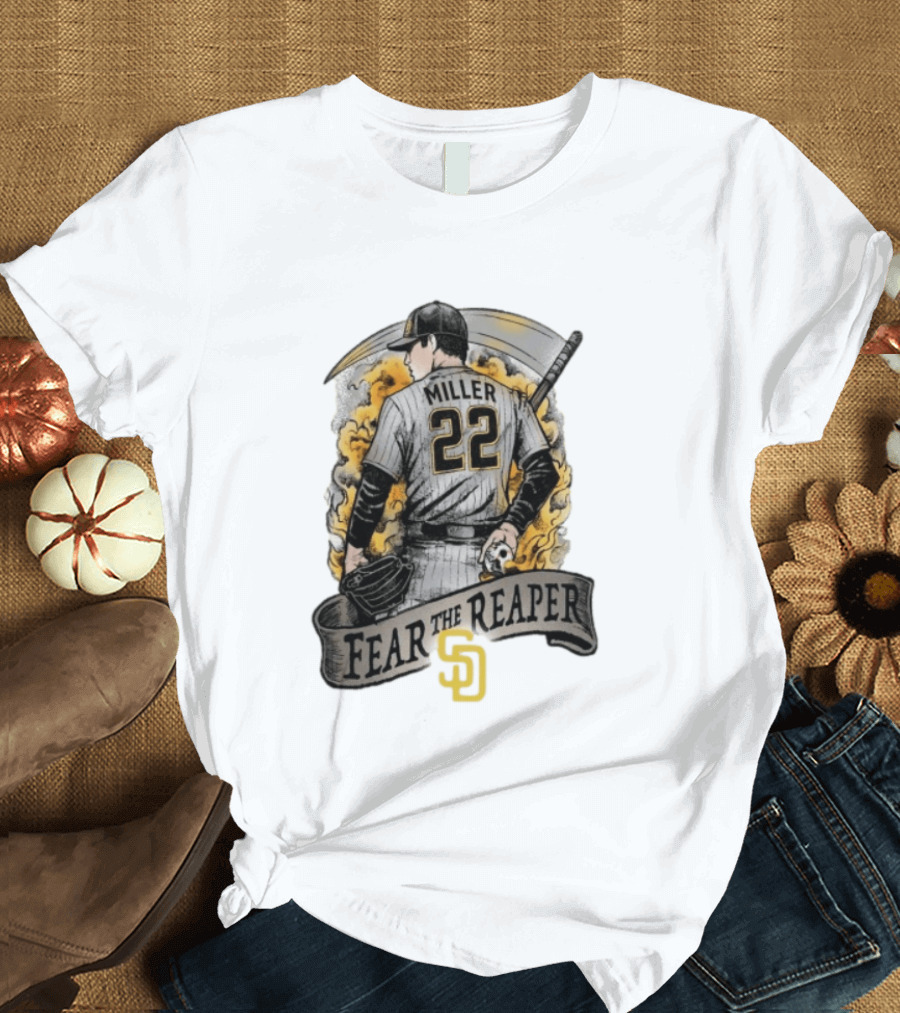 Mason Miller 22 Fear The Reaper San Diego Padres MLB T-Shirt