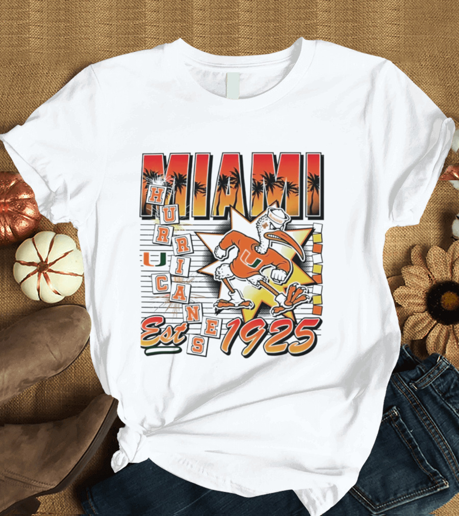 Miami Hurricanes Est 1925 Vintage Burst U Logo Ducks T-Shirt