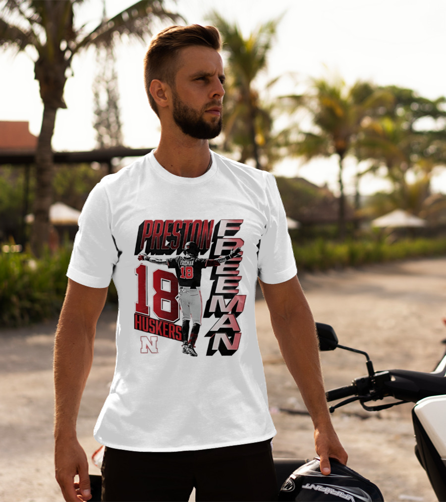 Preston Freeman 18 Huskers Nebraska Football Player T-Shirt