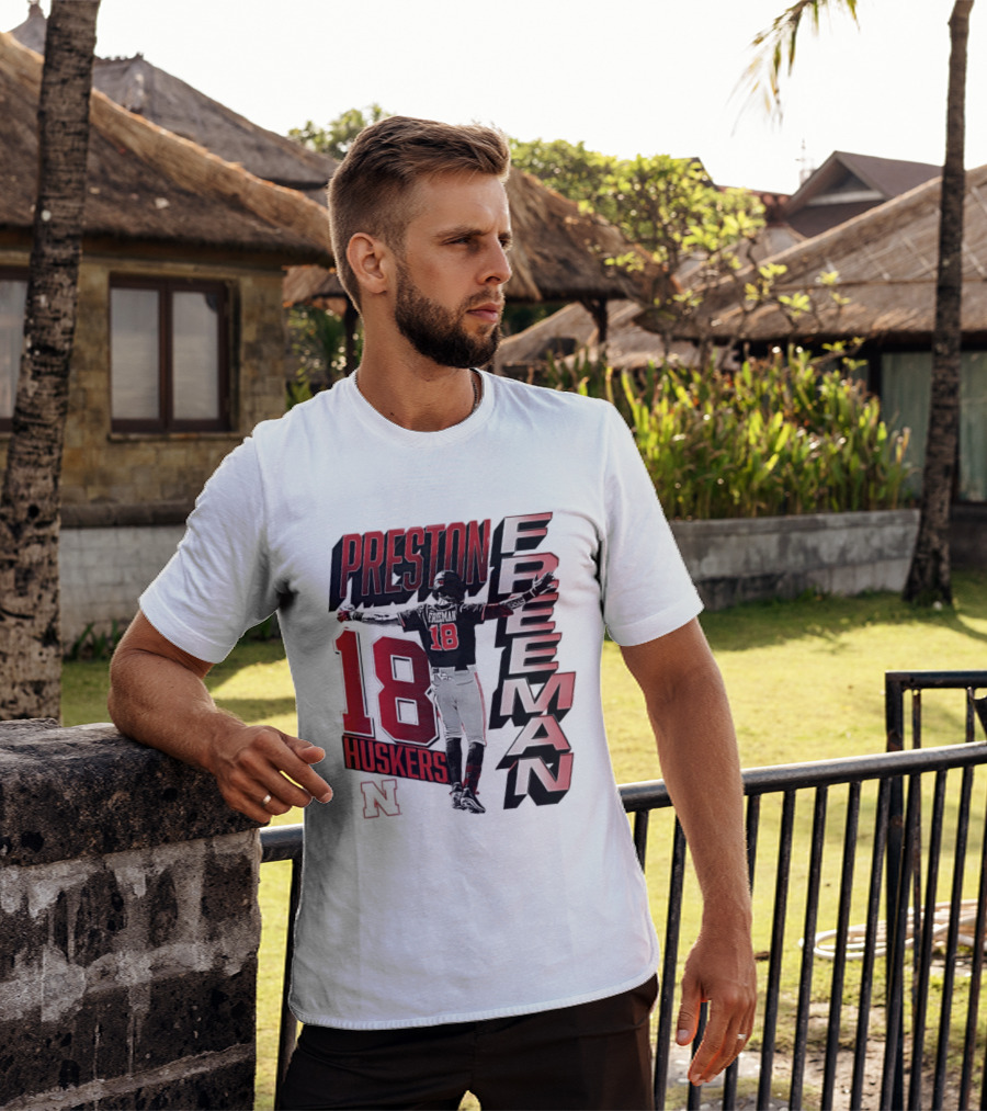 Preston Freeman 18 Huskers Nebraska Football Player T-Shirt