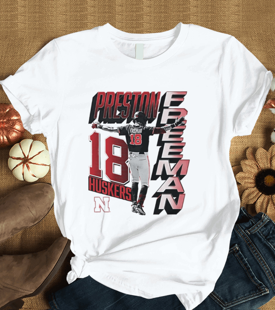 Preston Freeman 18 Huskers Nebraska Football Player T-Shirt