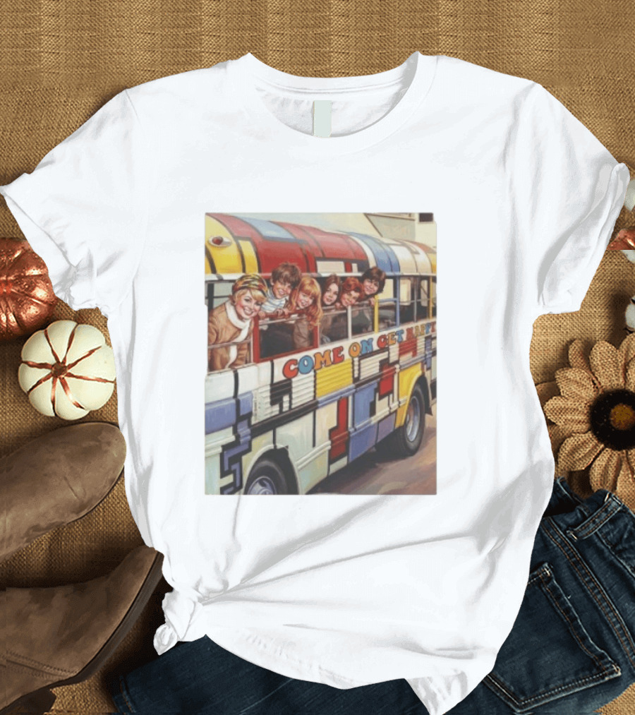 Psychedelic School Bus Come On Get Happy Retro Vibes T-Shirt