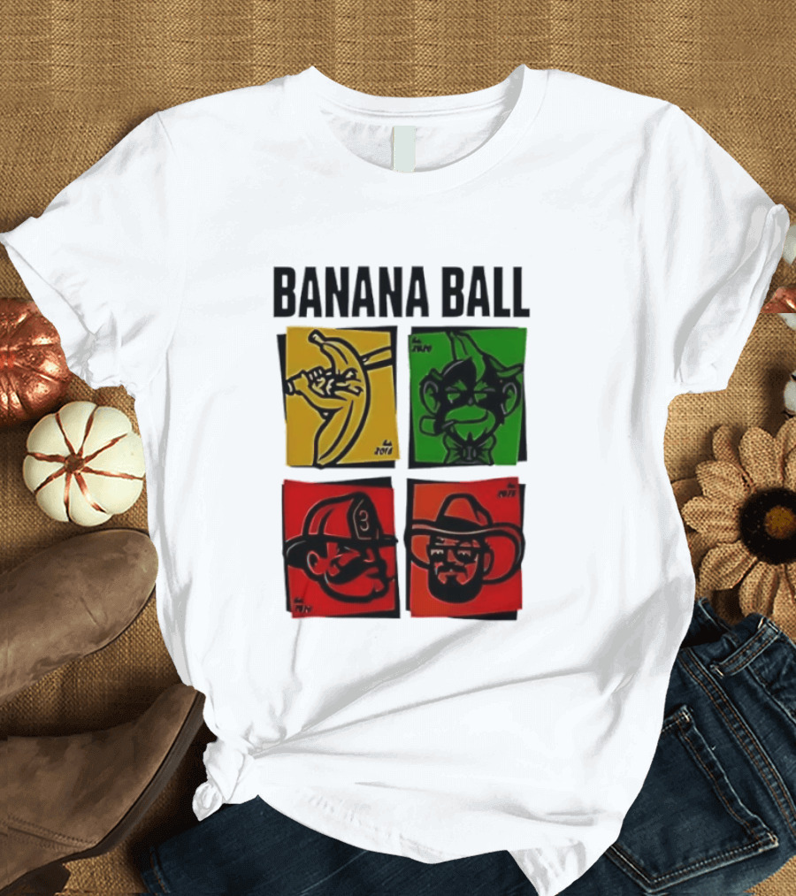 Savannah Bananas Baseball Banana Ball Colorful Character Blocks T-Shirt