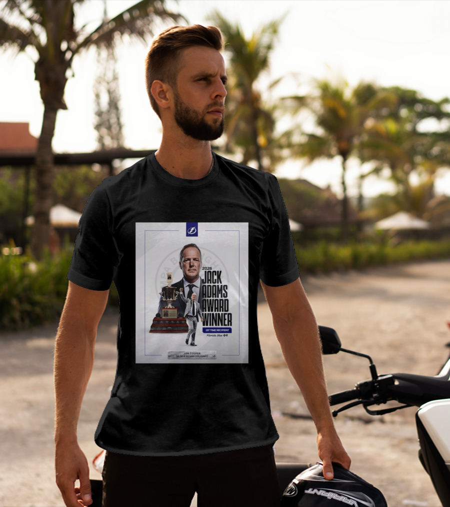 2026 Jack Adams Award Winner Jon Cooper Florida Blue Tampa Bay Lightning 1st Time Recipient 50 26 6 Record 108 Points T-Shirt