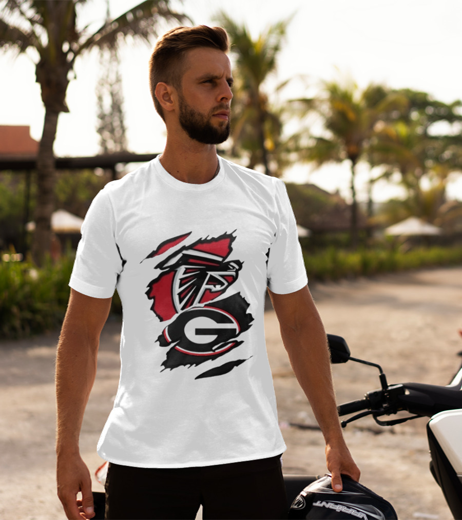 Atlanta Falcons Georgia Bulldogs Sports Team Graphic Rip T-Shirt