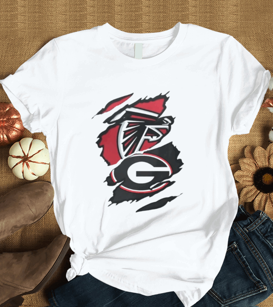 Atlanta Falcons Georgia Bulldogs Sports Team Graphic Rip T-Shirt