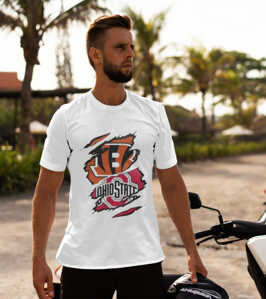 Cincinnati Bengals Ohio State Buckeyes Rip Effect NCAA Collaboration T-Shirt