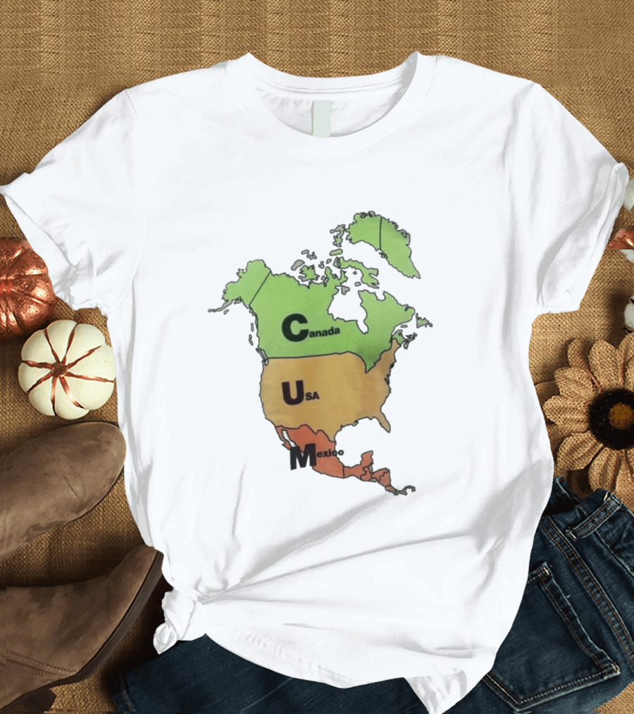 North America Map Canada USA Mexico Geography Continent Country T-Shirt