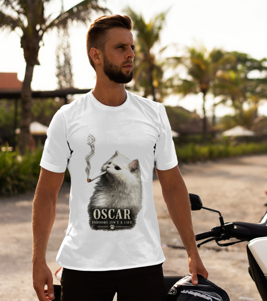 Oscar Indoors Isn't A Life Cat Smoking Cigarette T-Shirt