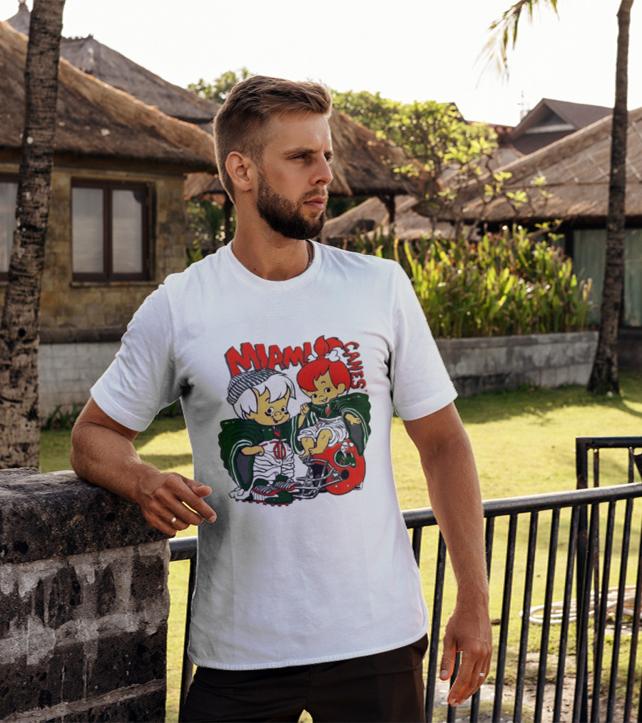 Miami Hurricanes MIAMI CANES Pebbles Bamm Bamm Flintstones NCAA T-Shirt