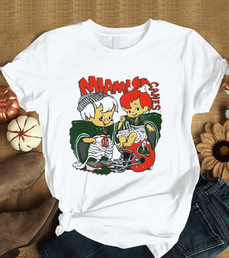Miami Hurricanes MIAMI CANES Pebbles Bamm Bamm Flintstones NCAA T-Shirt