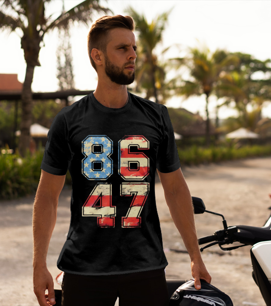 Anti ICE Subtle FDT Democrat 8647 American Flag Numbers T-Shirt