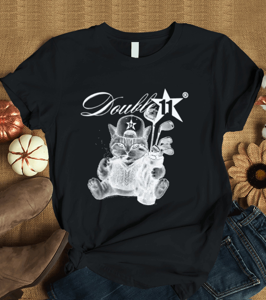 Double 11 Golfing Cat Star Golf Clubs Urban Streetwear 2026 Future T-Shirt