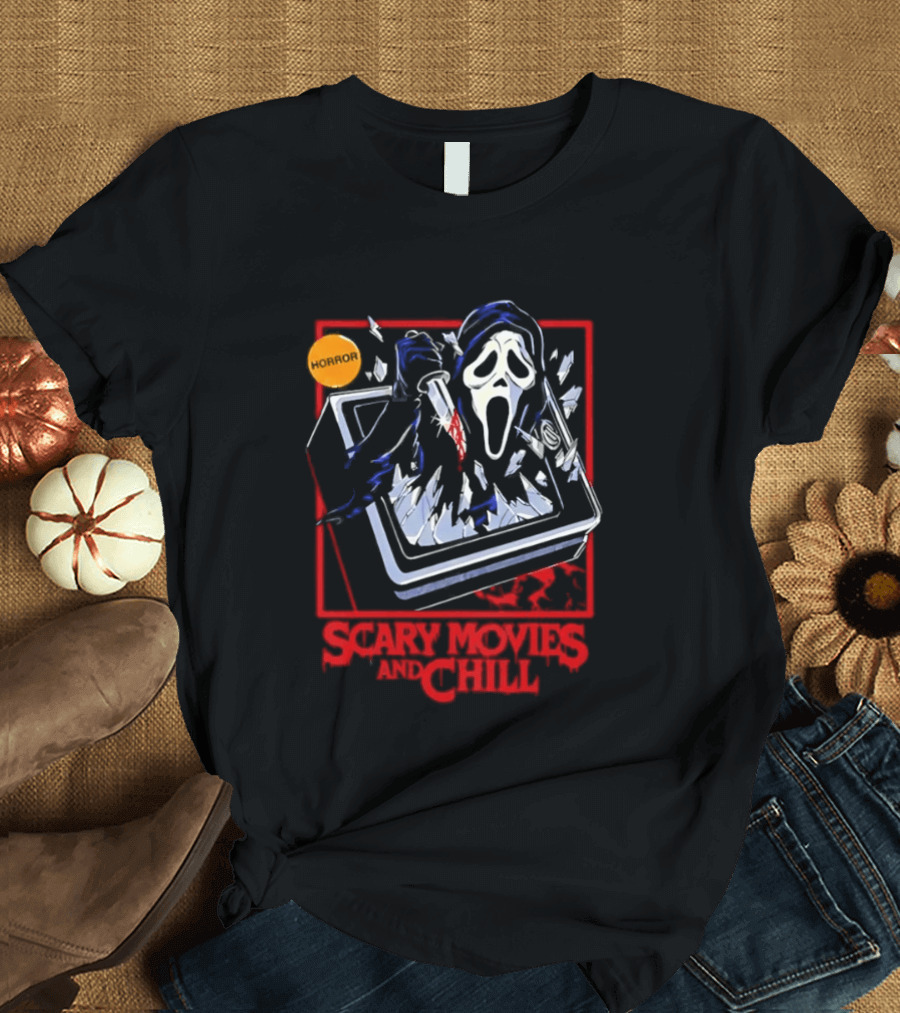 Ghostface Scream Horror Movie Breaking TV Scary Movies And Chill 2026 T-Shirt