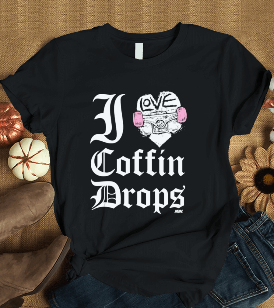 I Love Coffin Drops Aew Skateboard Heart Pink Gloves T-Shirt