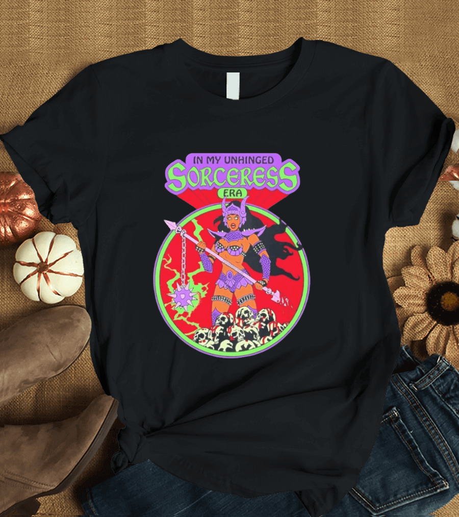 In My Unhinged Sorceress Era Warrior Witch Skulls T-Shirt