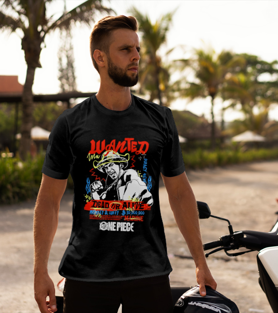 One Piece Monkey D. Luffy Wanted Dead Or Alive 30 Million Berries Bounty Straw Hat Pirate 2026 T-Shirt