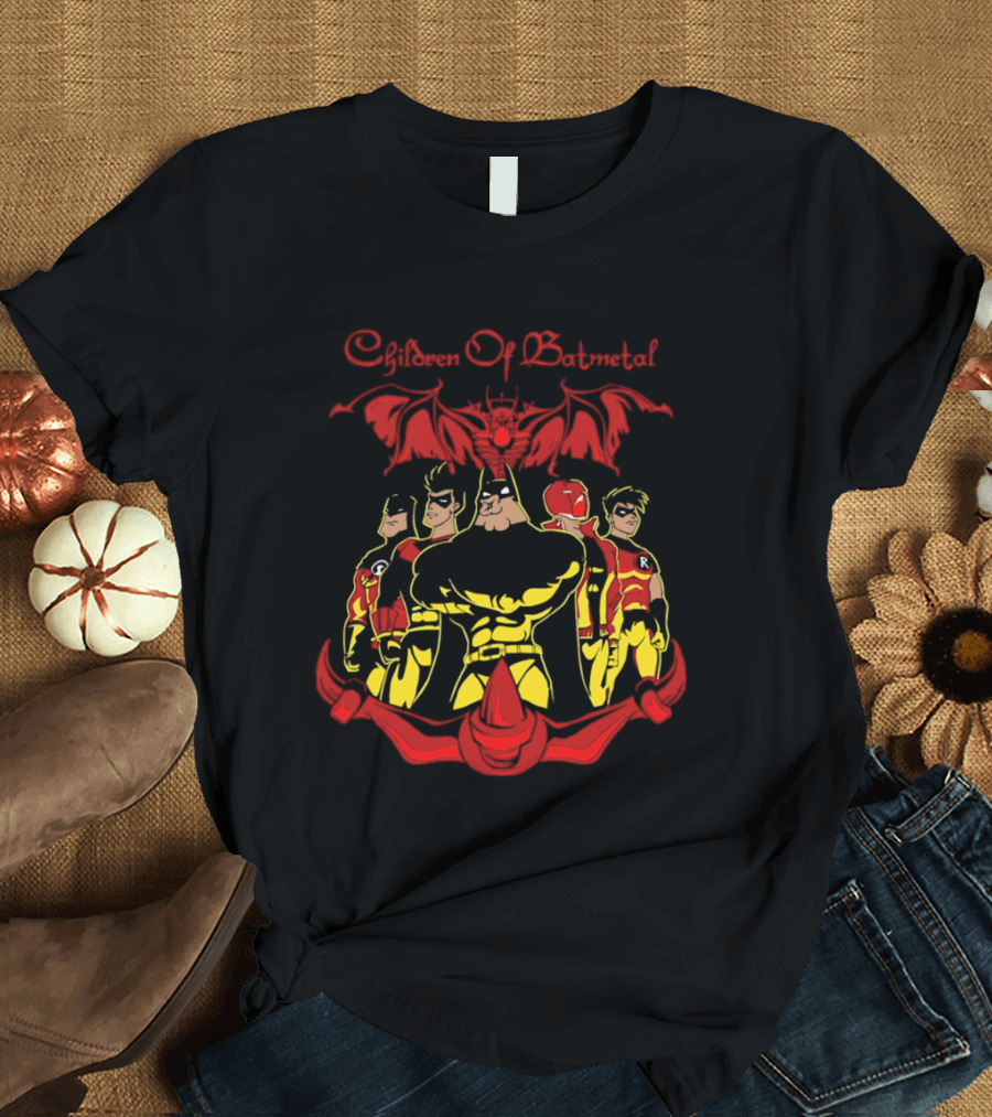 Children Of Batmetal Batman Robins Heavy Metal Characters Demonic Bat T-Shirt