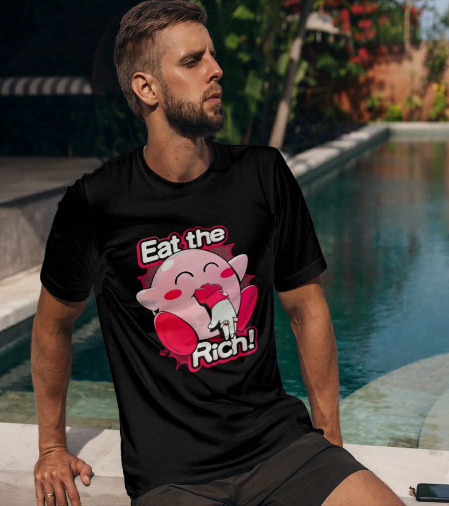 Eat The Rich Pink Character Eating Playful T-Shirt
