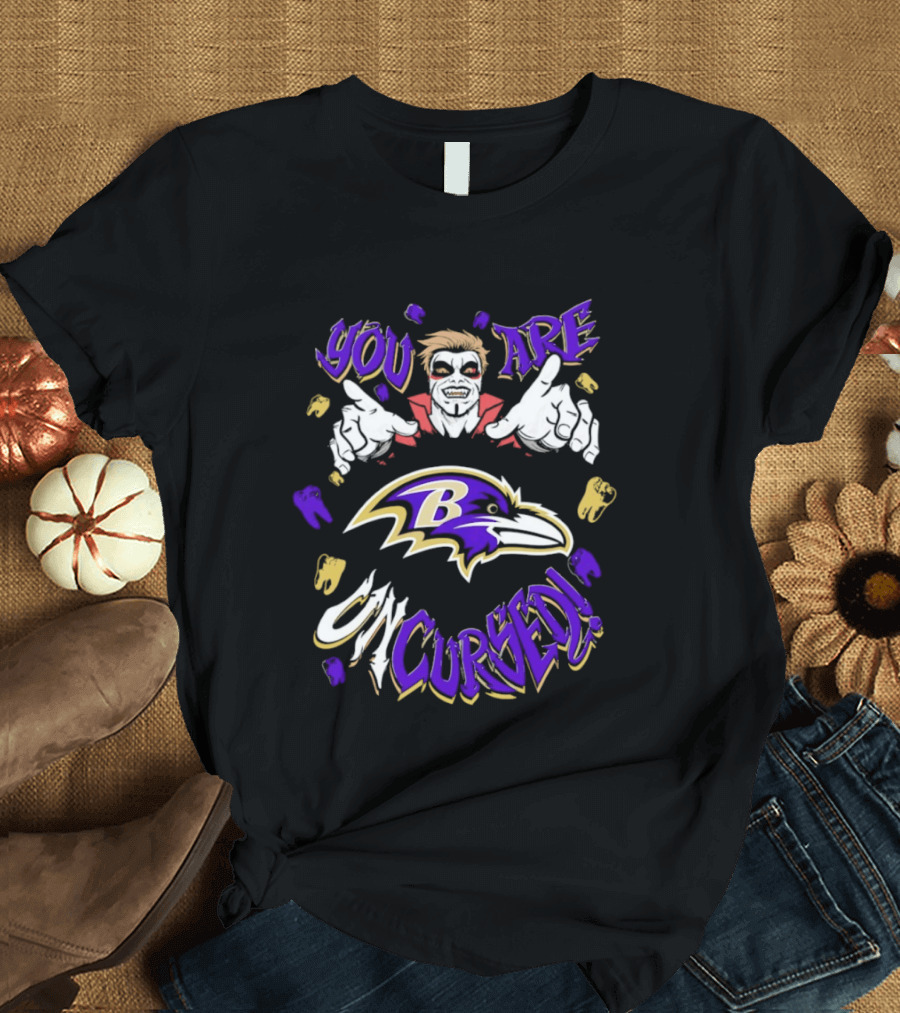 WWE Danhausen Baltimore Ravens Vampire Halloween You Are On Cursed T-Shirt