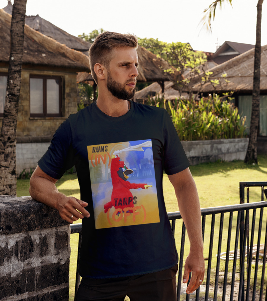 Fredbird Runs In Tarps Off St. Louis Skyline T-Shirt