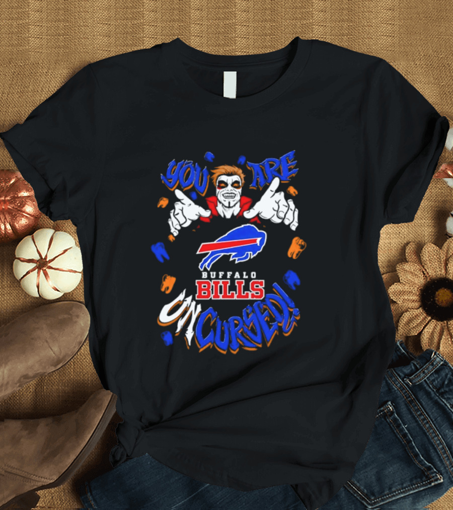WWE Danhausen X Buffalo Bills You Are Uncursed Halloween Vampire Fangs T-Shirt