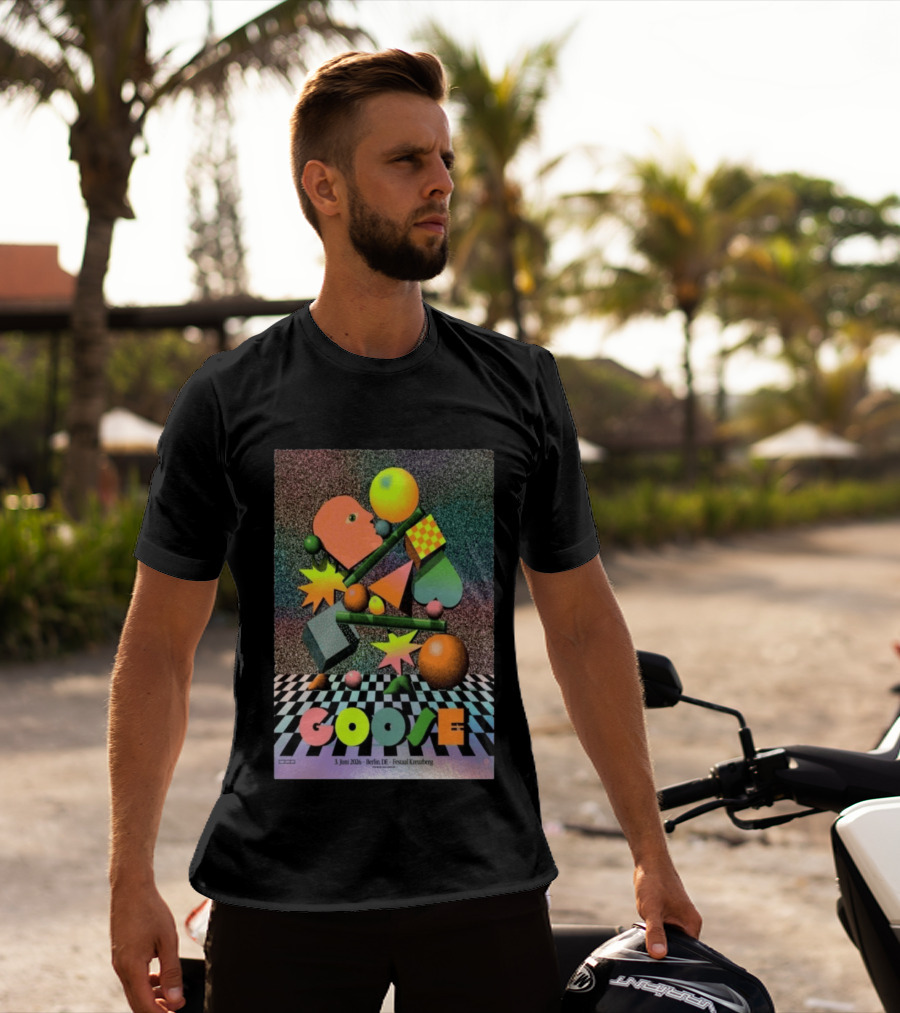 Goose 3 Juni 2026 Berlin Deutschland Festsaal Kreuzberg 3D Geometric Shapes Checkerboard T-Shirt