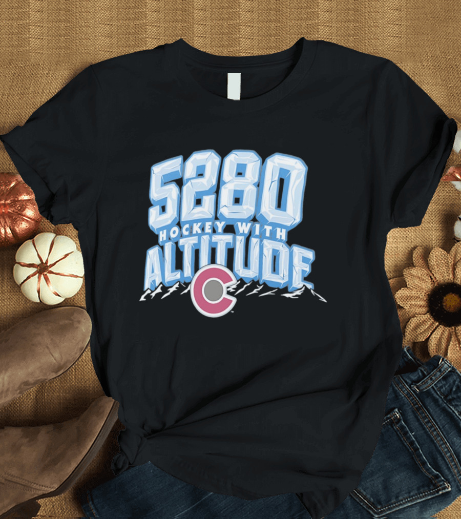 Hockey With Altitude 5280 Colorado Avalanche Ice Mountains T-Shirt