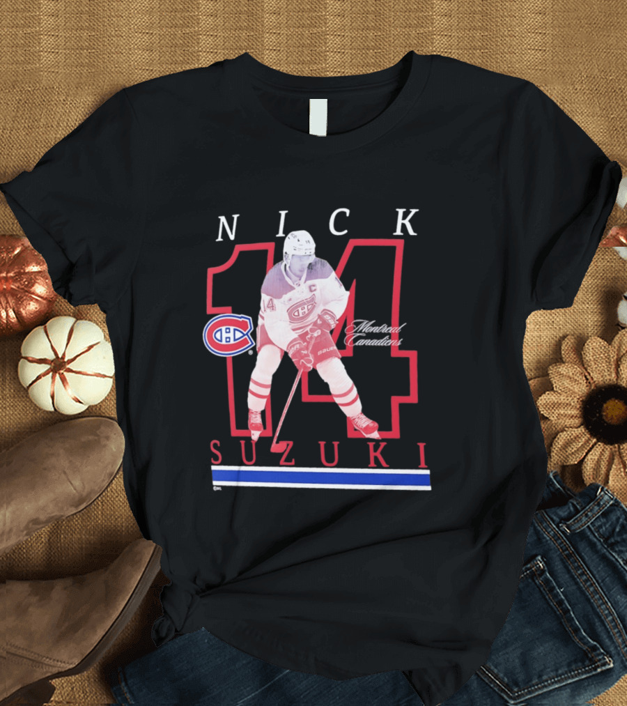 Nick Suzuki 14 Montreal Canadiens Captain Hockey T-Shirt