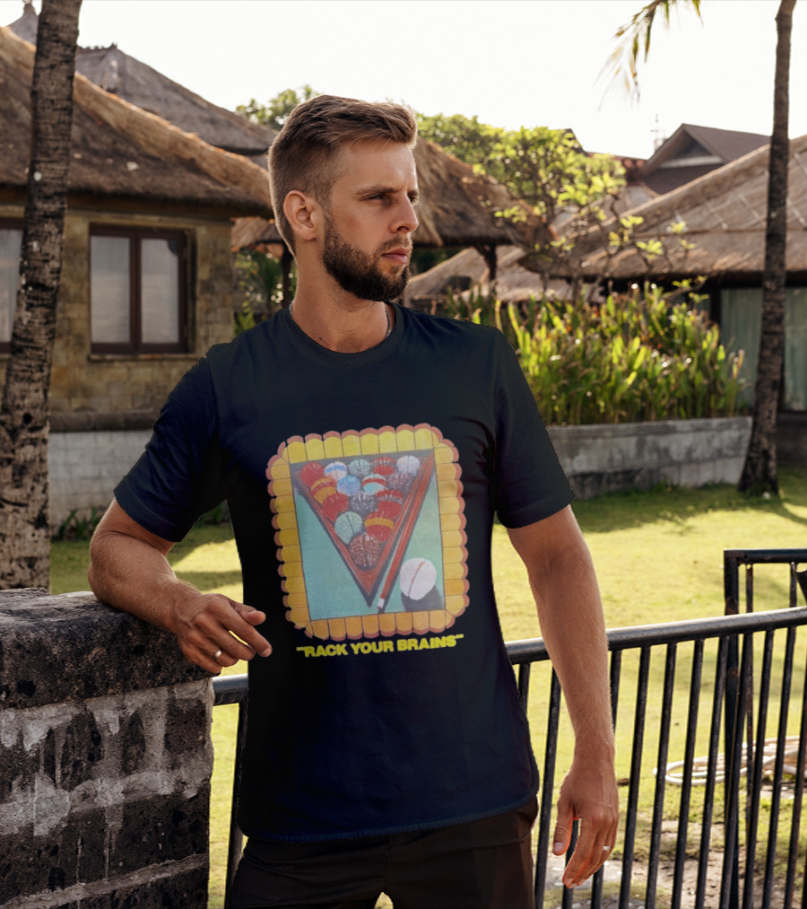 Rack Your Brains Pool Billiards Pun With Brain Balls T-Shirt
