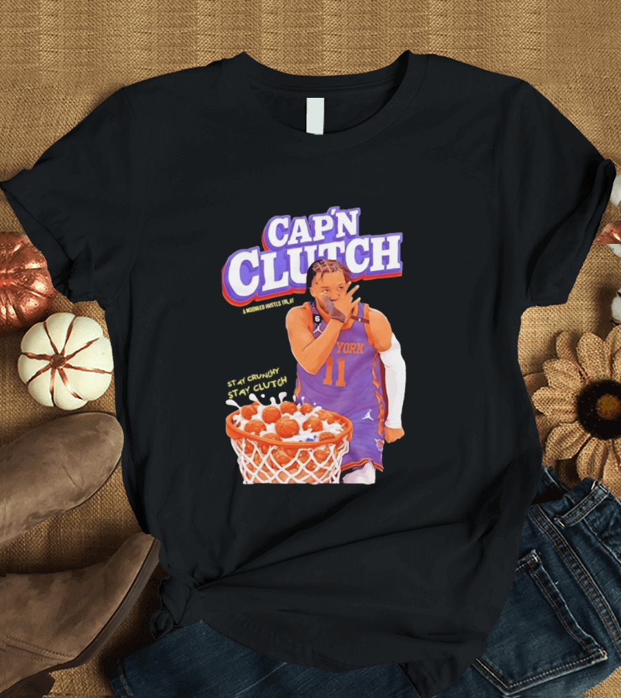 New York Knicks Jalen Brunson Capn Clutch Basketball Cereal Stay Crunchy T-Shirt