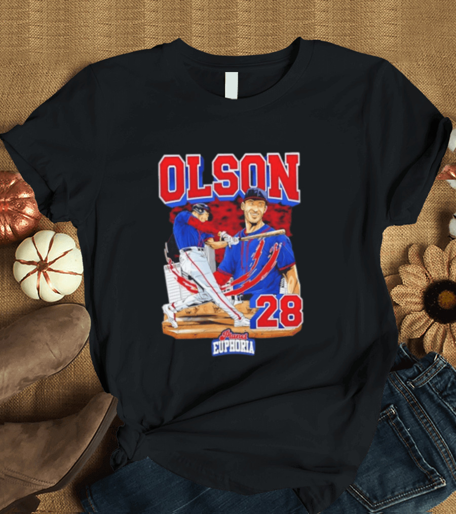 Matt Olson 28 Planet Euphoria Braves Baseball Comic Swing T-Shirt