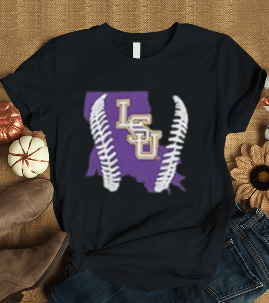 LSU Tigers 2026 Purple Baseball LSU Shape T-Shirt