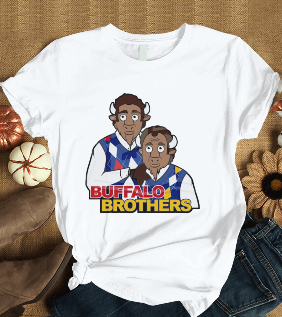 Buffalo Brothers Bison Characters Cartoon Duo T-Shirt