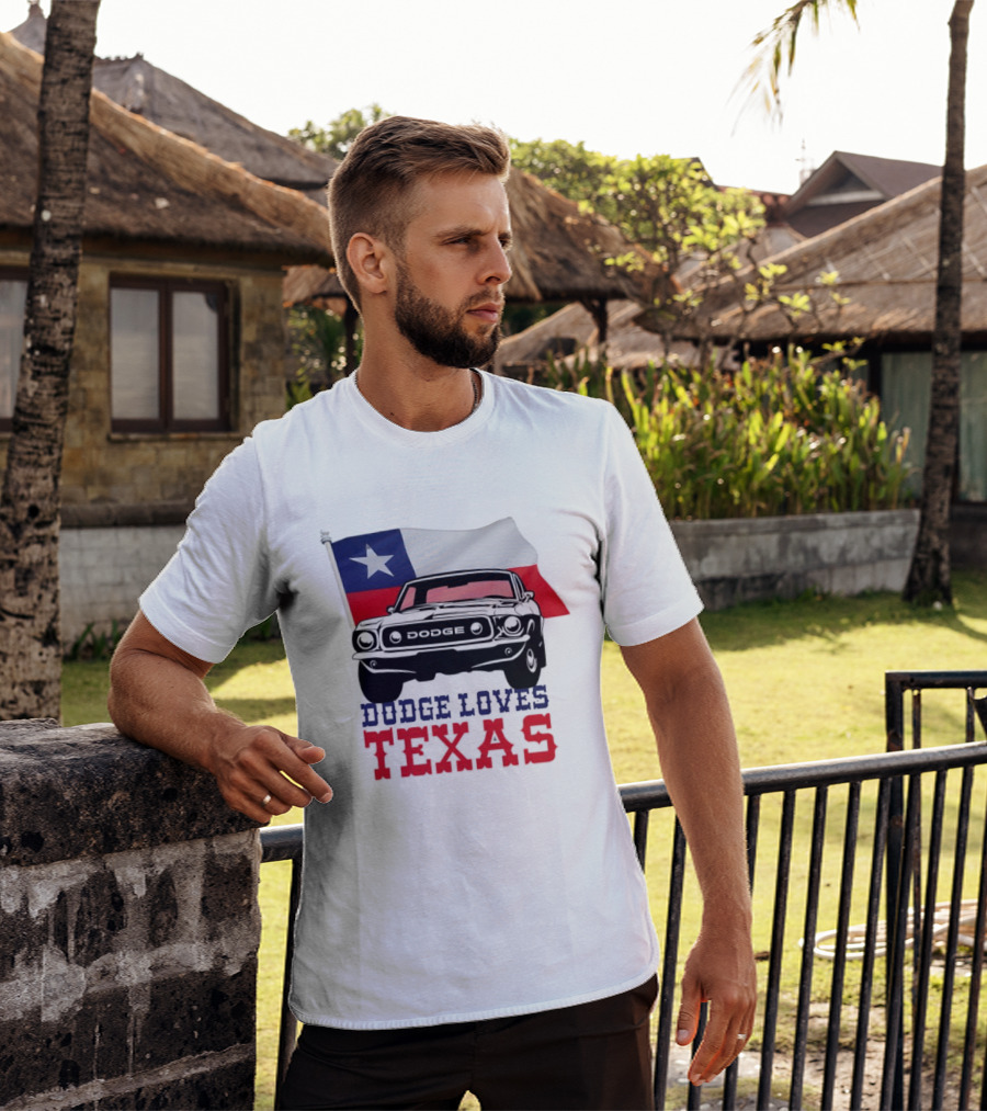 Dodge Loves Texas State Flag Mustang T-Shirt