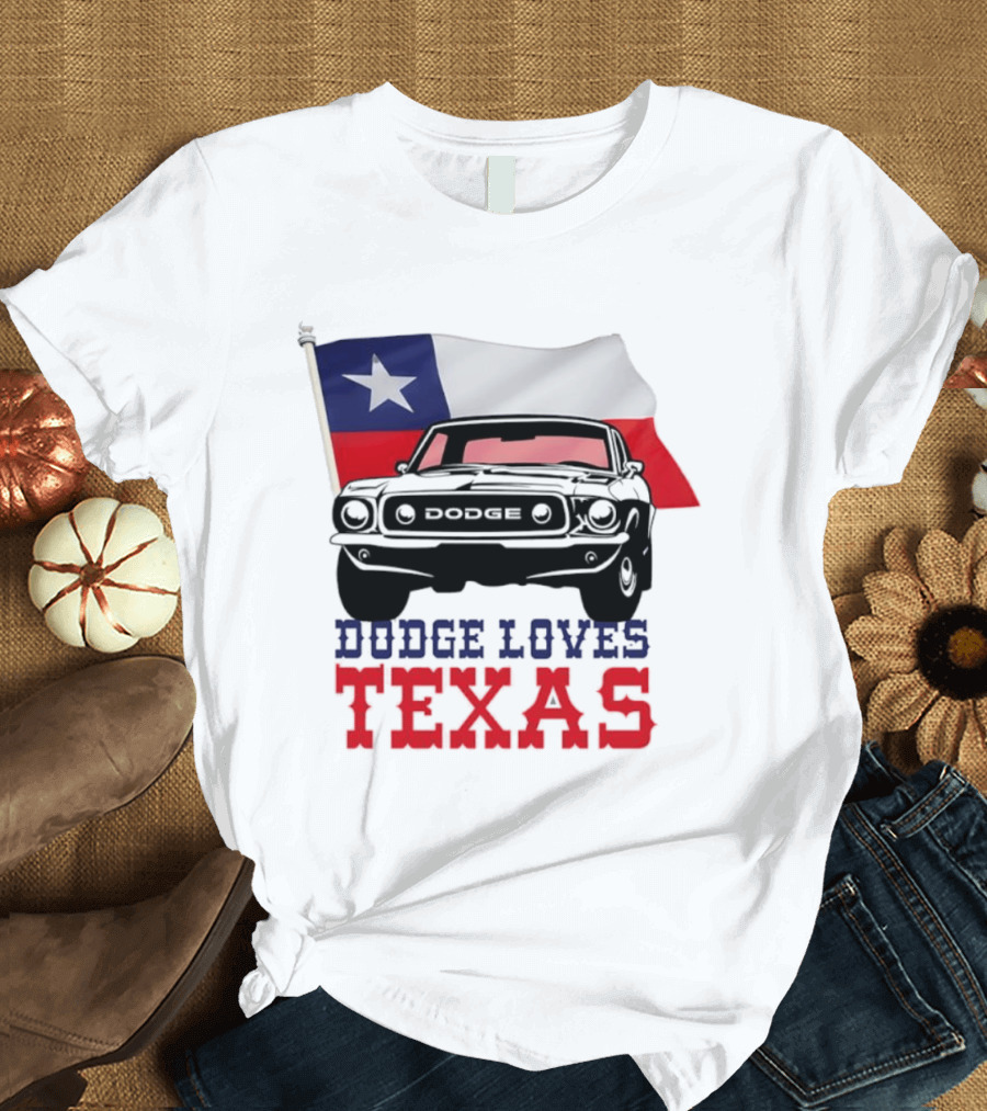 Dodge Loves Texas State Flag Mustang T-Shirt