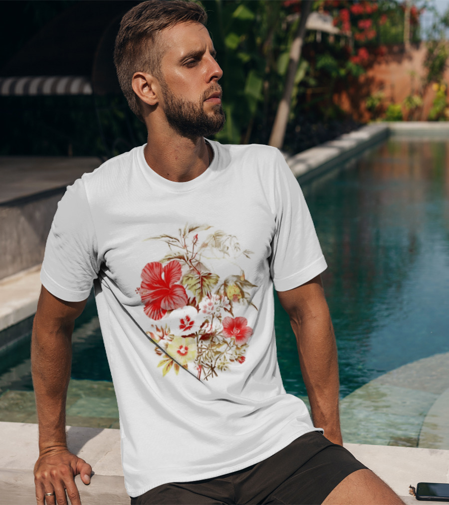 Hibiscus Mallow Cotton Floral Blossoms T-Shirt