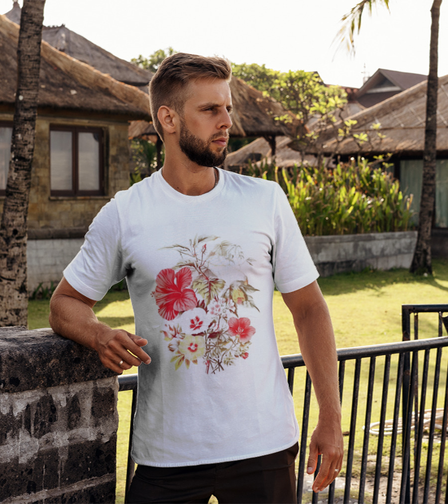 Hibiscus Mallow Cotton Floral Blossoms T-Shirt