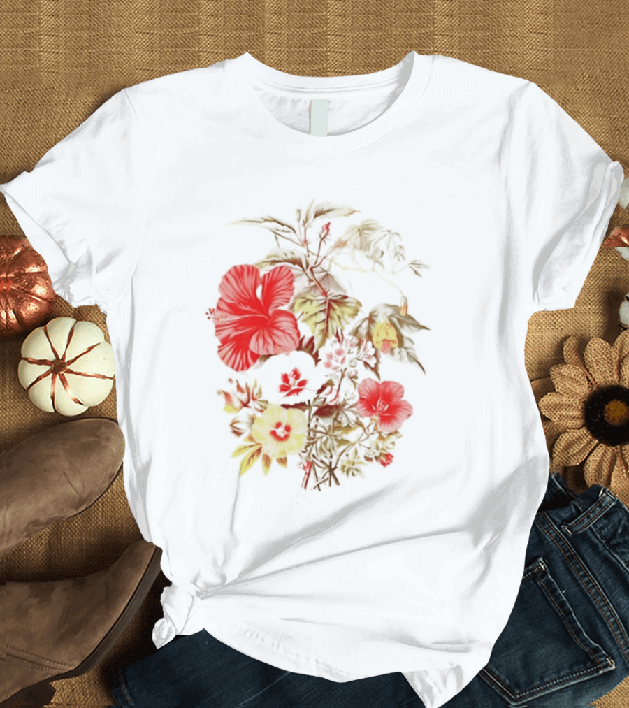 Hibiscus Mallow Cotton Floral Blossoms T-Shirt